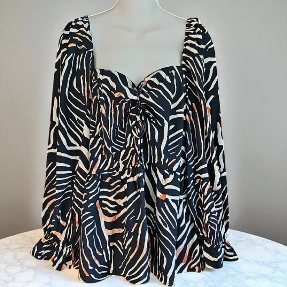 Boohoo Square Neck smock to elastic back animal print